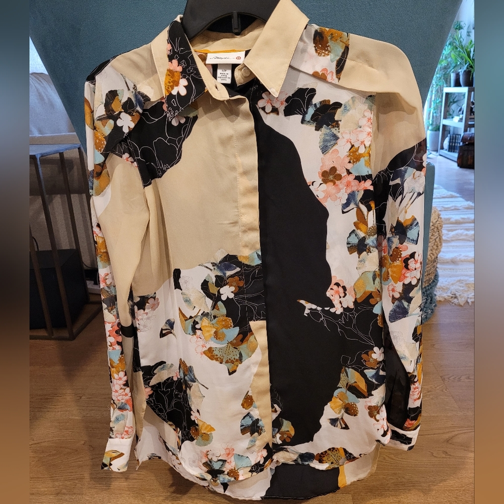 3.1 Phillip Lim for Target Floral Butterfly Button-Down Tunic Size S